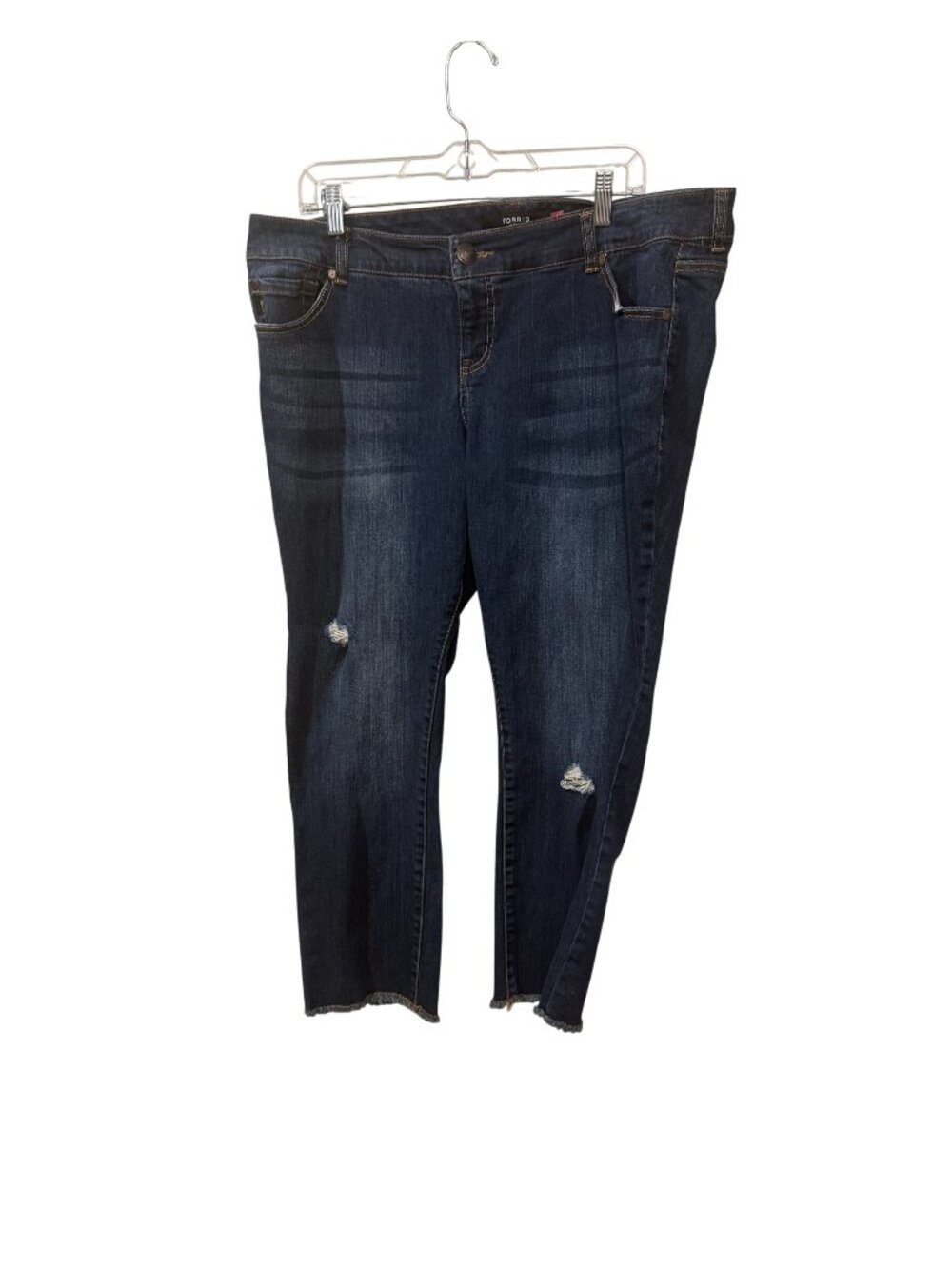 Torrid Denim Womens Distressed Cropped Jeans Size 18 Medium Wash Raw Hem